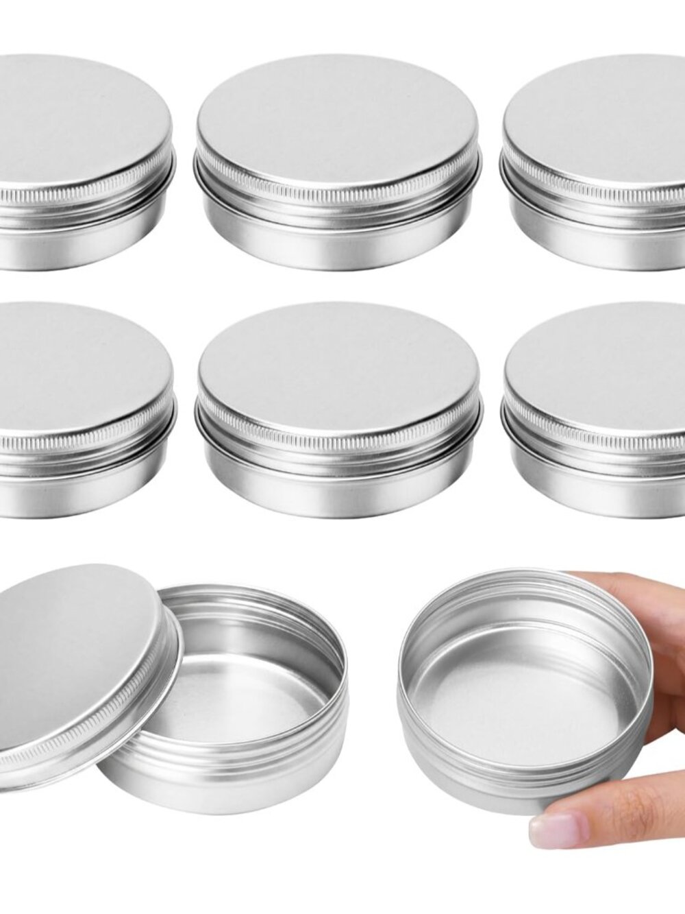 8 Pack 2oz Salve Tins with Lids, Metal Refillable Tin Containers